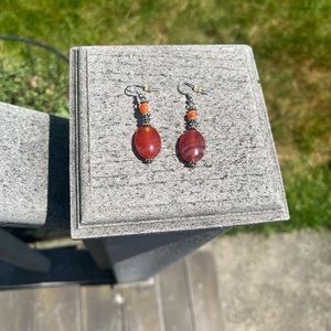 Red Dangly Bead Earrings